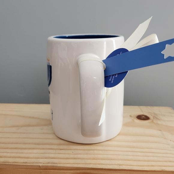 Rae Dunn Hanukkah Mug with Menorah Design and 'Happy Hanukkah' Writing - Picture 4 of 11